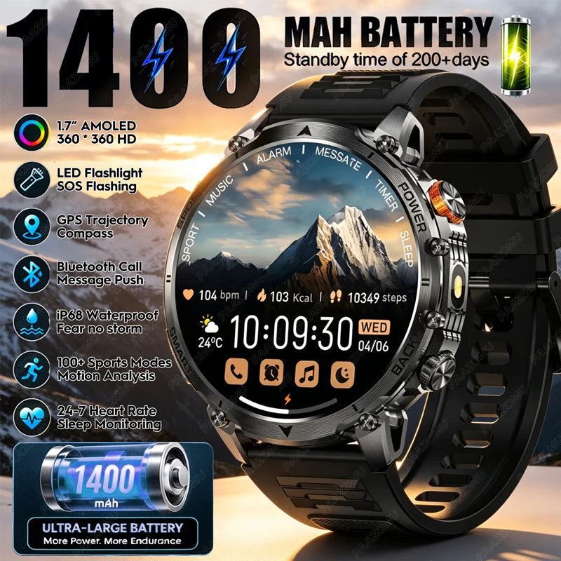 Gym Floor Mats - Smartwatch Robusto da Uomo 2026, Batteria