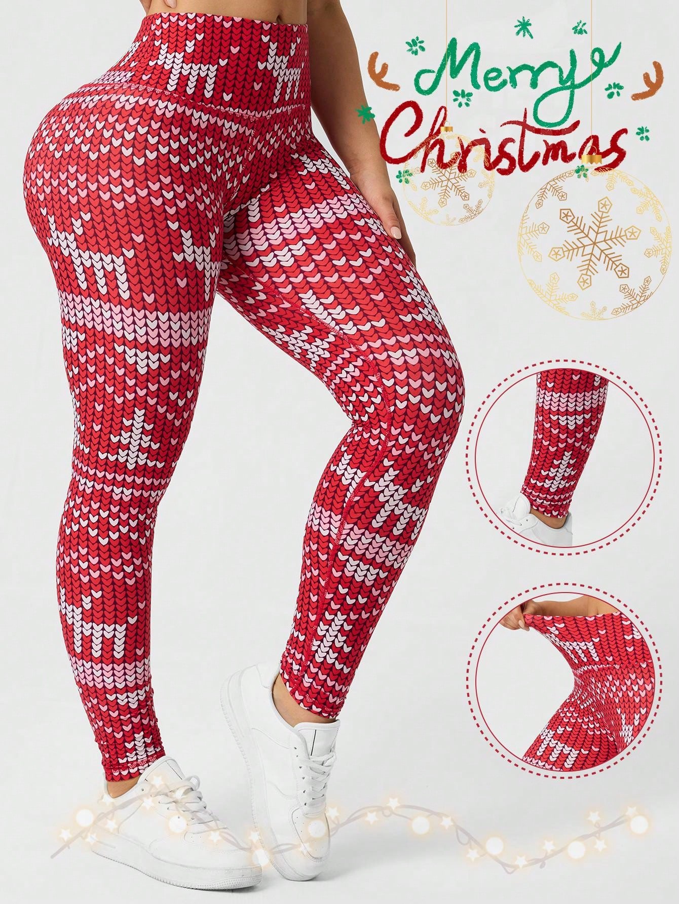 Yoga Fitness Holiday - Leggings Natalizi Stampati da Donna a