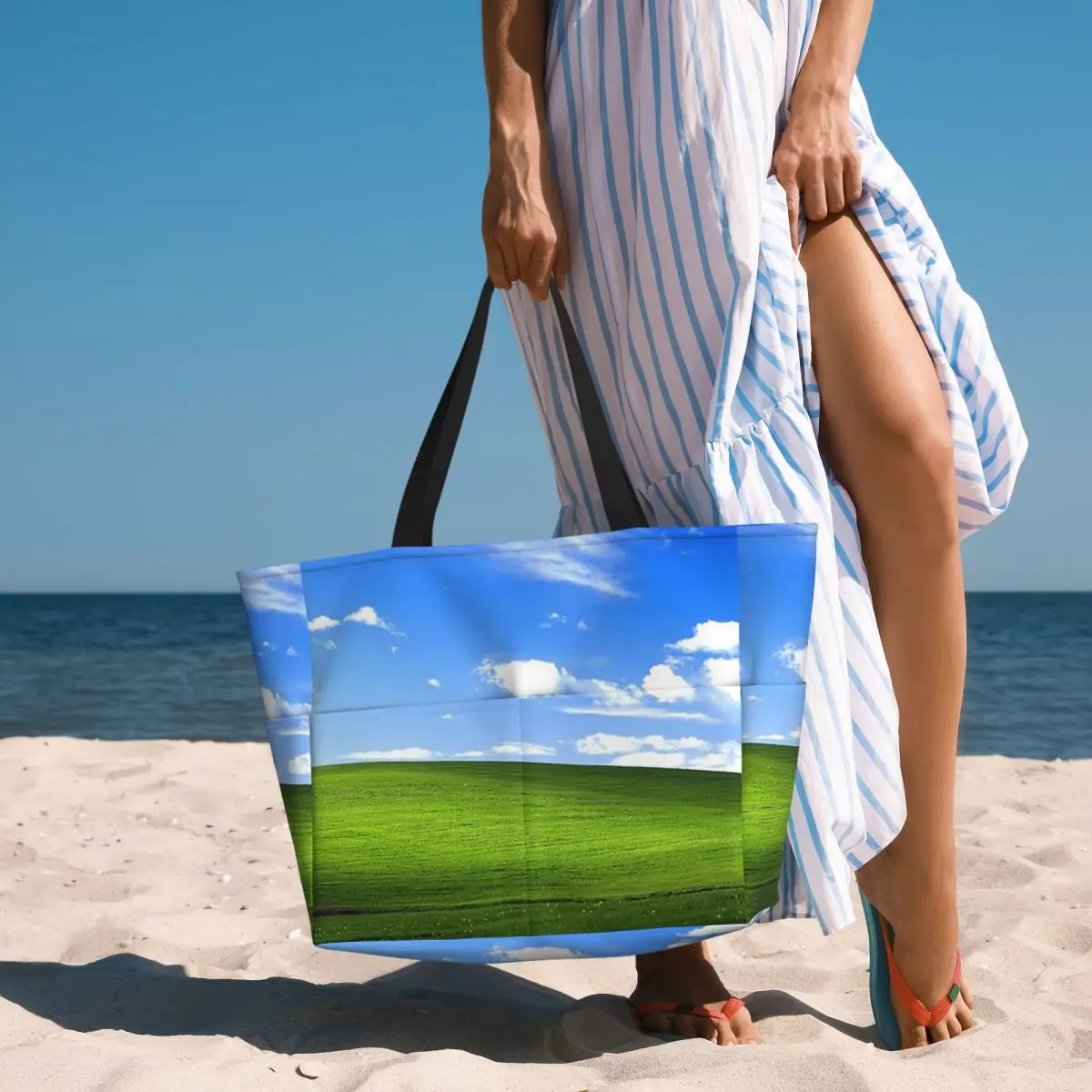 Yoga Fitness Wallpaper - Borsa tote grande con stampa di
