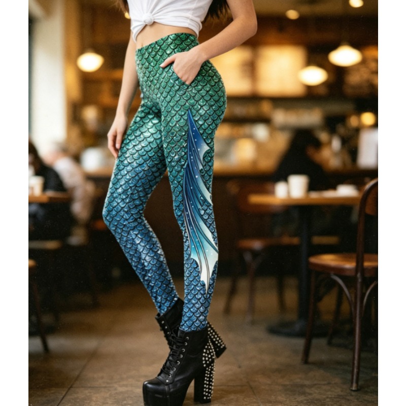 Yoga Fitness Holiday - Leggings con Stampa 3D a Scaglie