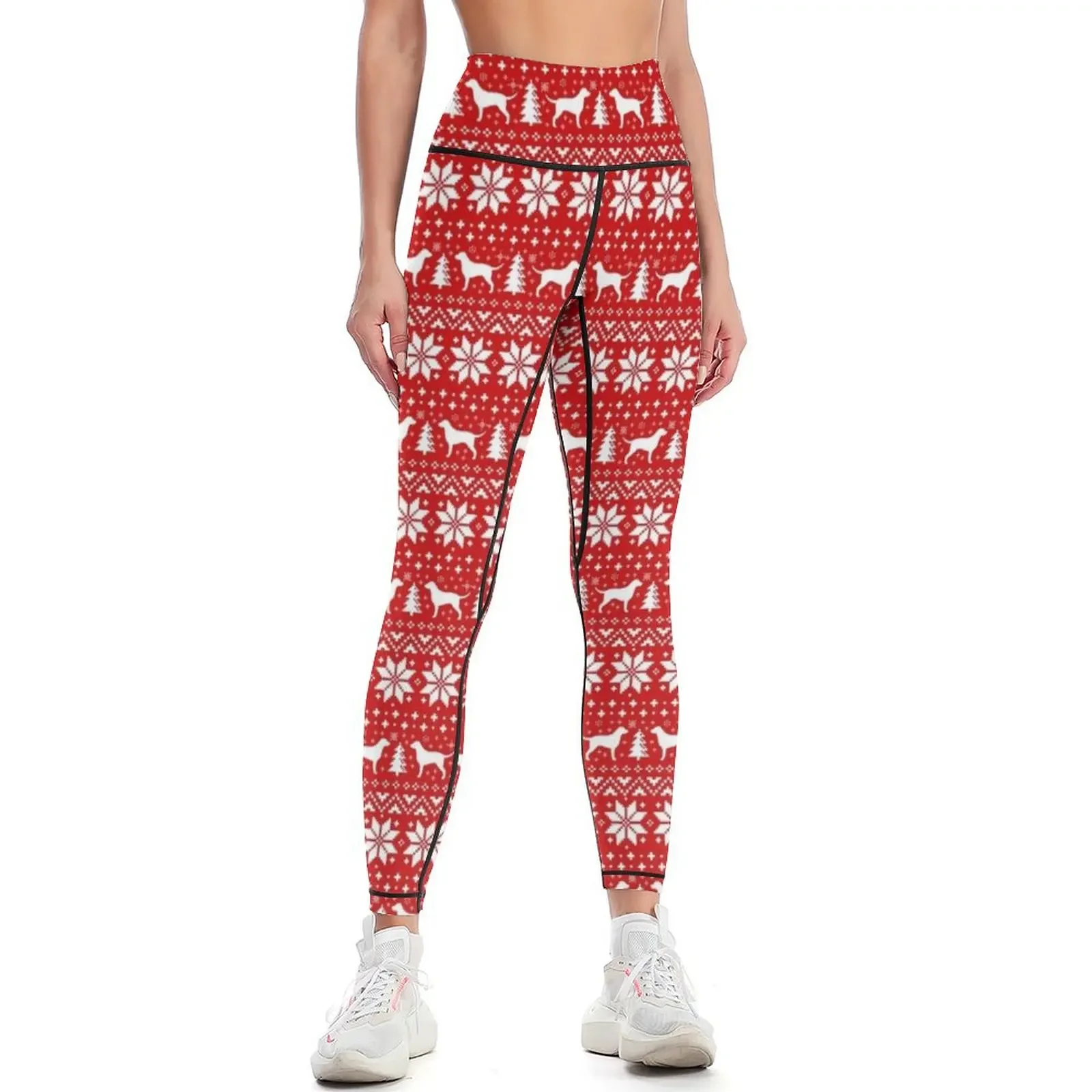 Yoga Fitness Holiday - Leggings con Motivo Natalizio e Sagome
