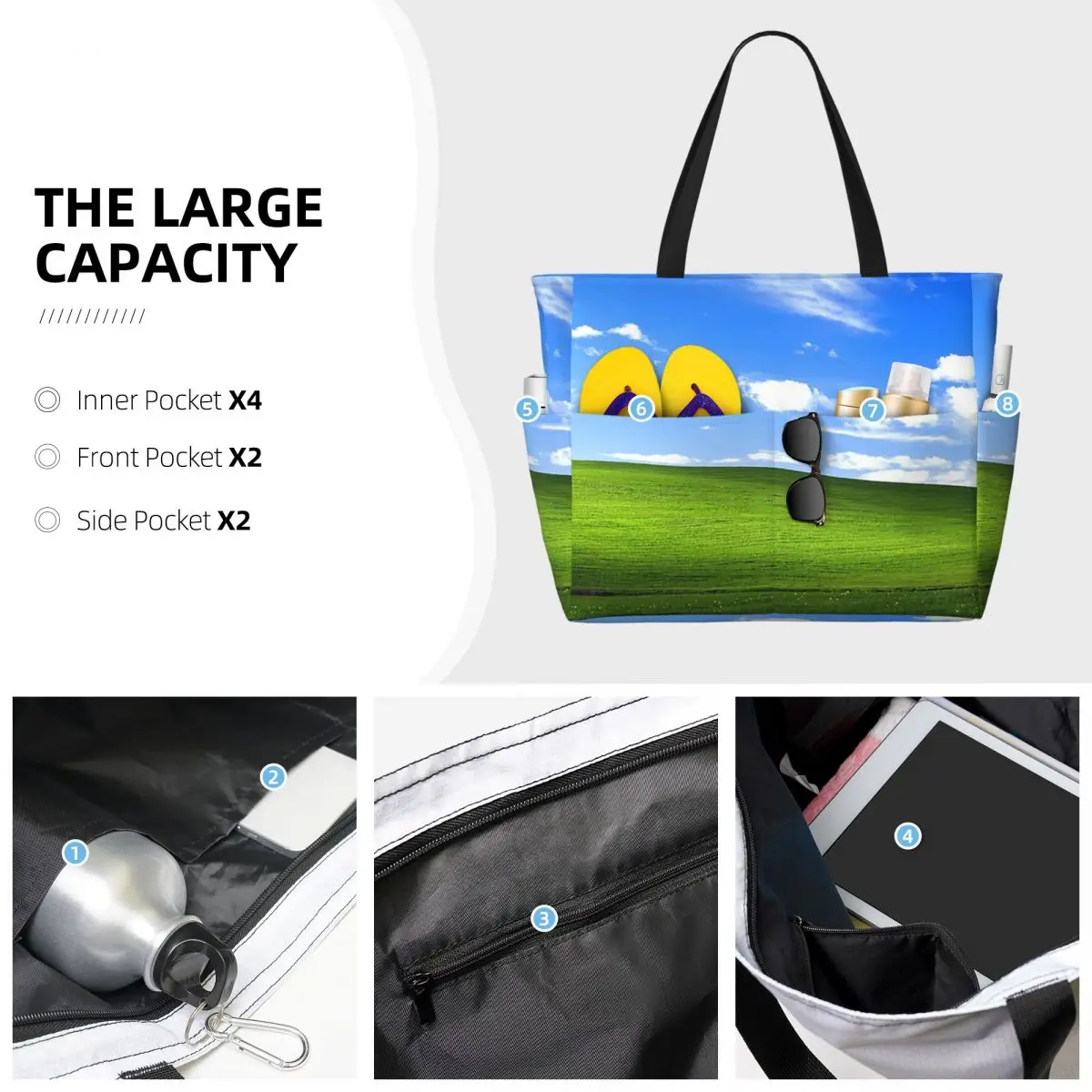 Borsa tote grande con stampa d - Yoga Fitness Wallpaper recensione e prezzo